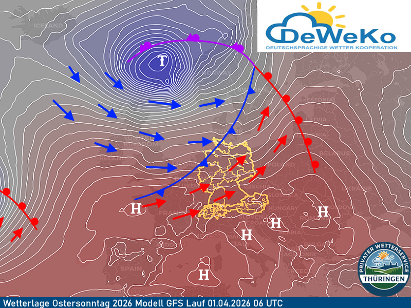 Wetterlage Ostersonntag 2026 Modell GFS