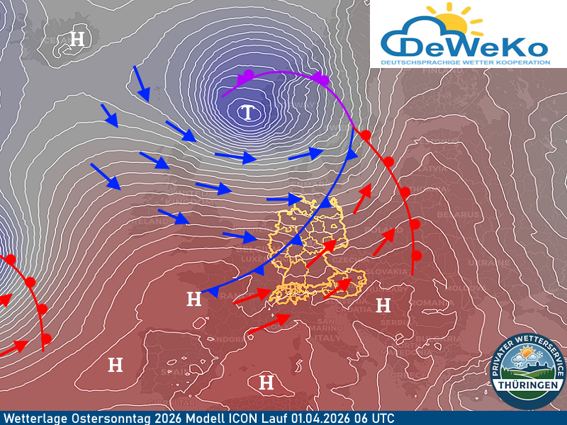 Wetterlage Ostersonntag 2026 Modell ICON 