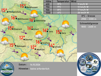 Wettervorhersagekarte Thüringen