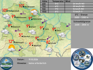Wettervorhersagekarte Thüringen
